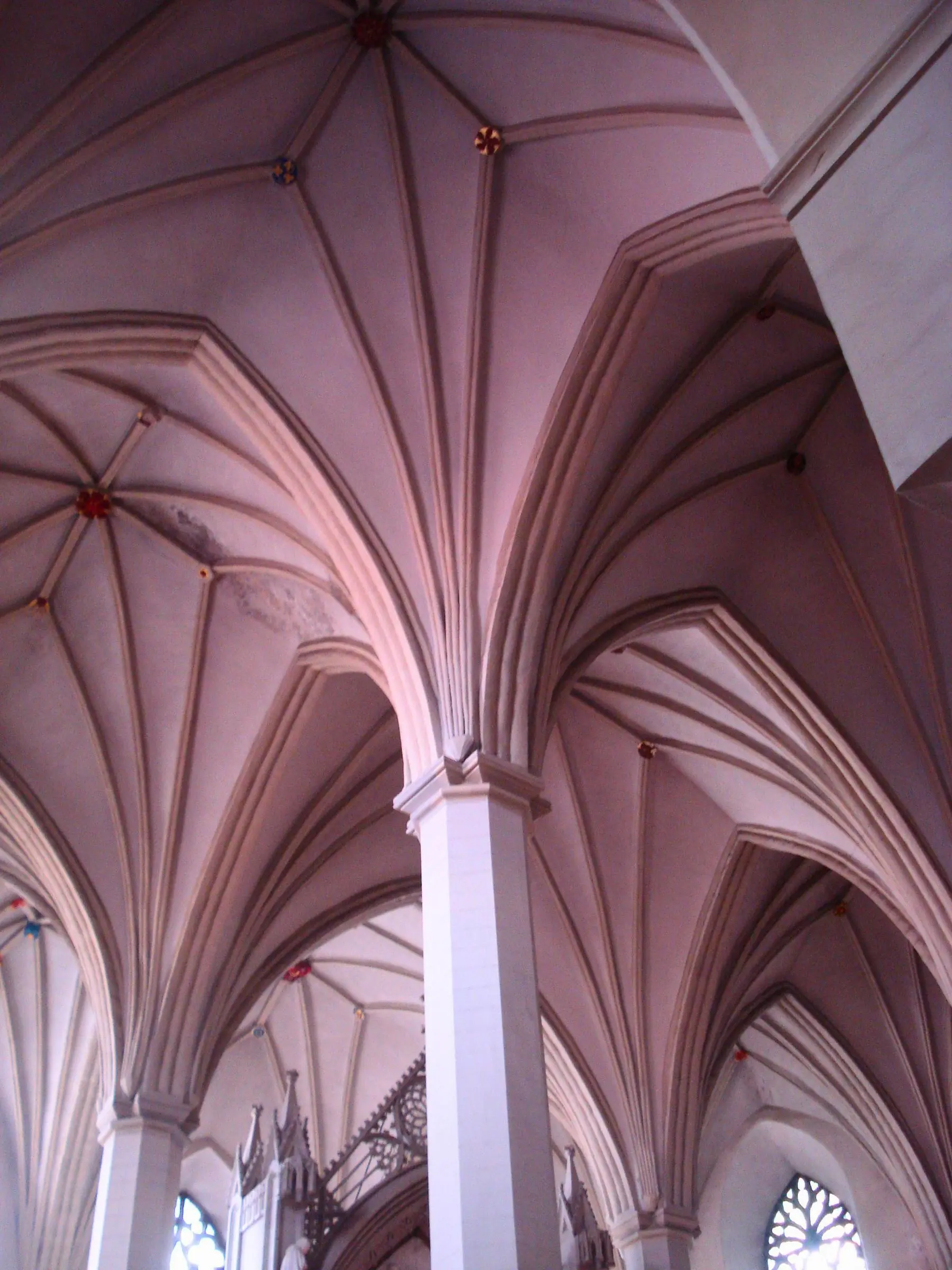 Gothic vaulted ceilings inside St. Olaf's Church